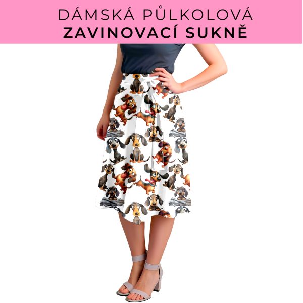 Dámská půlkolová zavinovací sukně