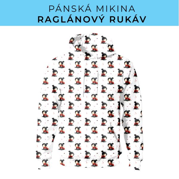 PÁNSKÝ střih - mikina raglan ZÁKLADNÍ s kapucí