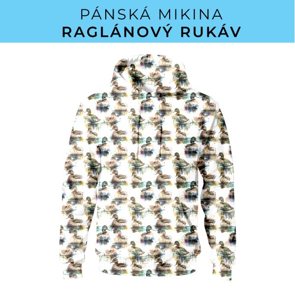 PÁNSKÝ střih - mikina raglan ZÁKLADNÍ s kapucí