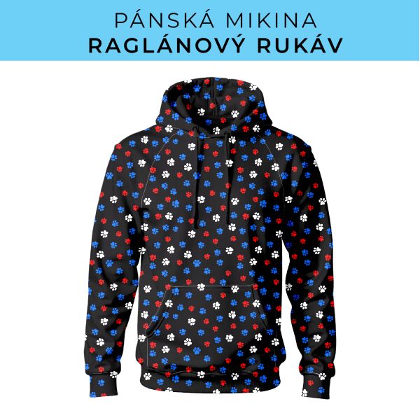 PÁNSKÝ střih - mikina raglan ZÁKLADNÍ s kapucí