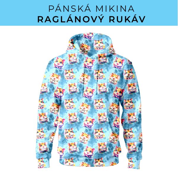 PÁNSKÝ střih - mikina raglan ZÁKLADNÍ s kapucí