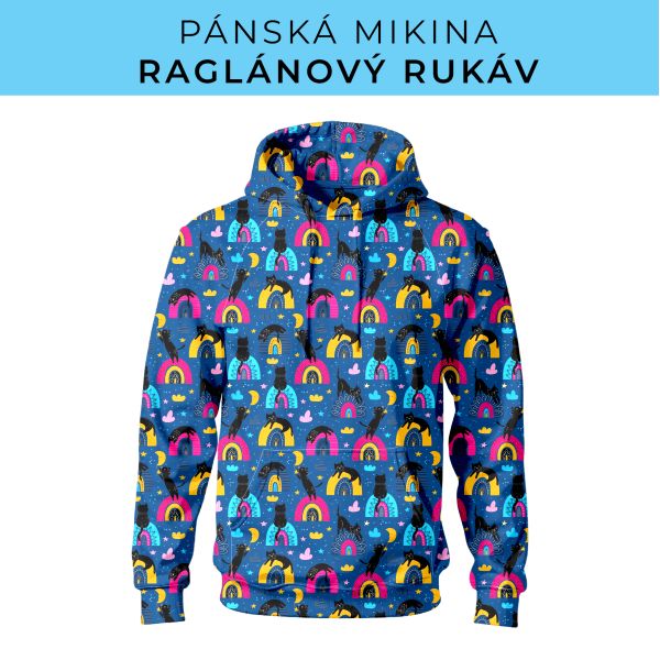 PÁNSKÝ střih - mikina raglan ZÁKLADNÍ s kapucí