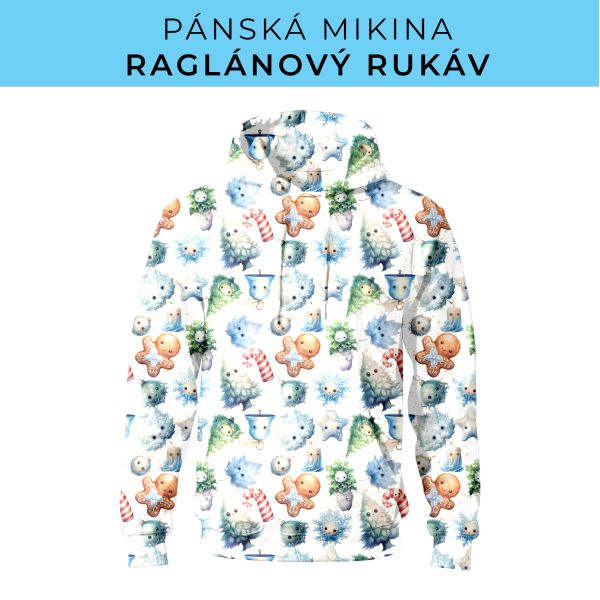 PÁNSKÝ střih - mikina raglan ZÁKLADNÍ s kapucí