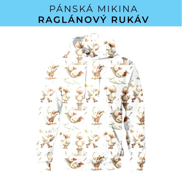 PÁNSKÝ střih - mikina raglan ZÁKLADNÍ s kapucí