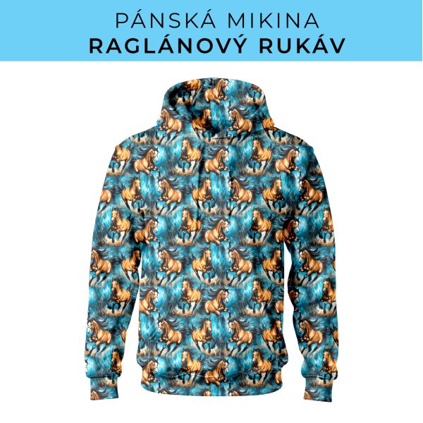 PÁNSKÝ střih - mikina raglan ZÁKLADNÍ s kapucí