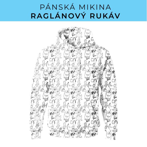 PÁNSKÝ střih - mikina raglan ZÁKLADNÍ s kapucí