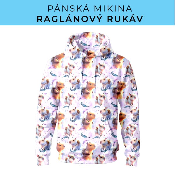 PÁNSKÝ střih - mikina raglan ZÁKLADNÍ s kapucí