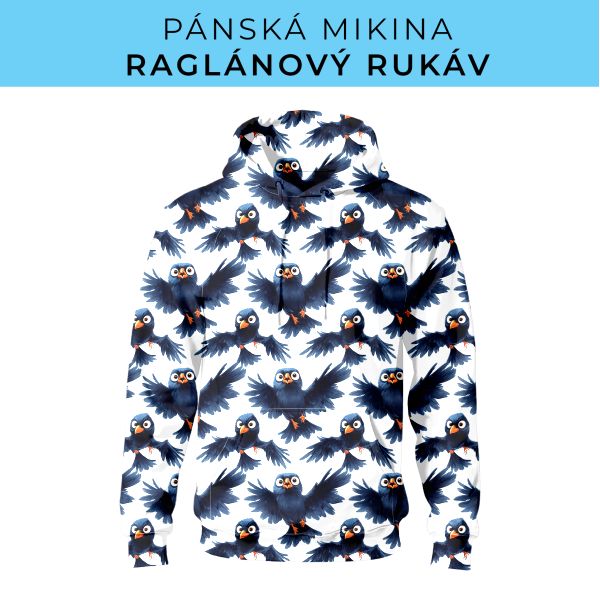 PÁNSKÝ střih - mikina raglan ZÁKLADNÍ s kapucí