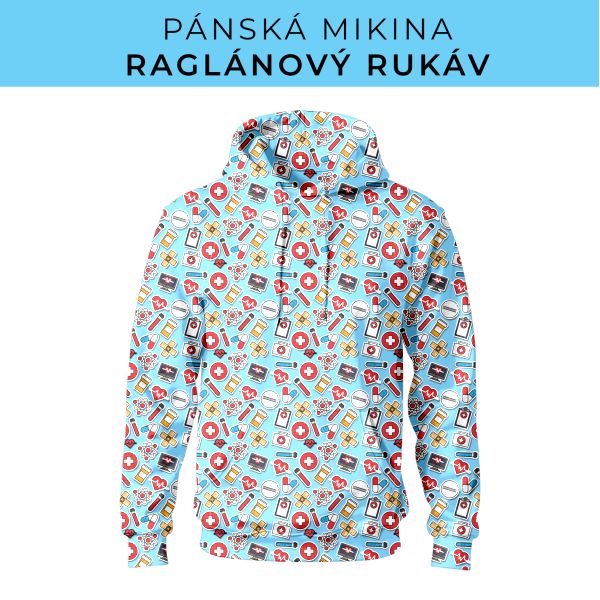 PÁNSKÝ střih - mikina raglan ZÁKLADNÍ s kapucí