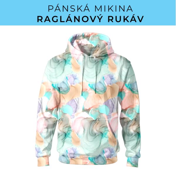 PÁNSKÝ střih - mikina raglan ZÁKLADNÍ s kapucí