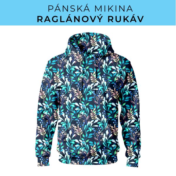 PÁNSKÝ střih - mikina raglan ZÁKLADNÍ s kapucí
