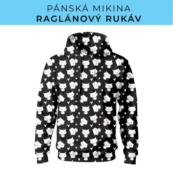 PÁNSKÝ střih - mikina raglan ZÁKLADNÍ s kapucí