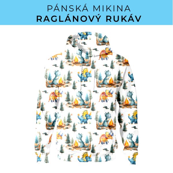 PÁNSKÝ střih - mikina raglan ZÁKLADNÍ s kapucí