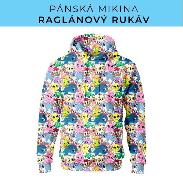 PÁNSKÝ střih - mikina raglan ZÁKLADNÍ s kapucí