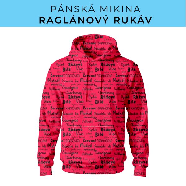 PÁNSKÝ střih - mikina raglan ZÁKLADNÍ s kapucí
