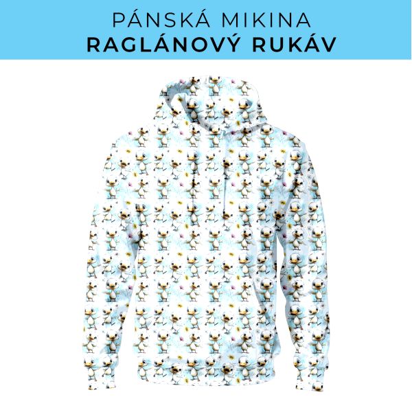 PÁNSKÝ střih - mikina raglan ZÁKLADNÍ s kapucí