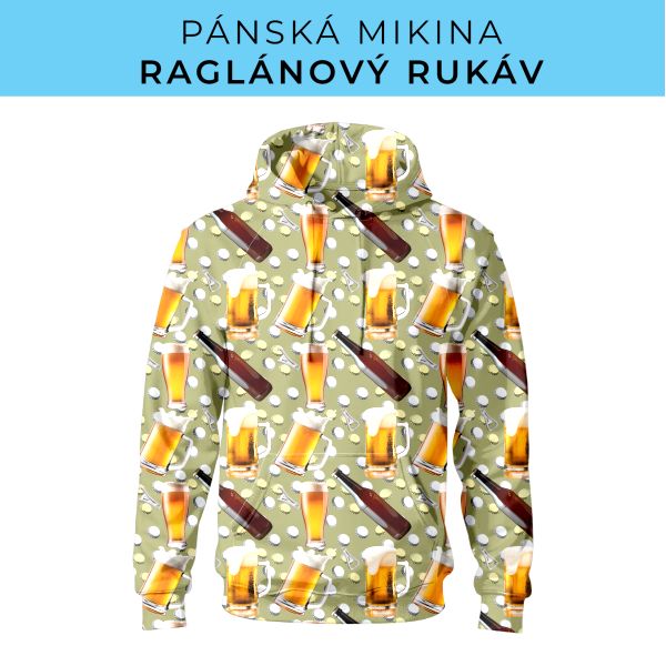 PÁNSKÝ střih - mikina raglan ZÁKLADNÍ s kapucí