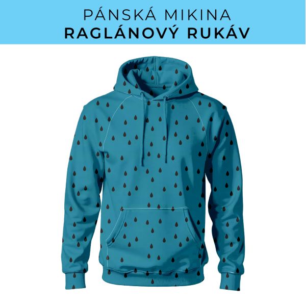 PÁNSKÝ střih - mikina raglan ZÁKLADNÍ s kapucí