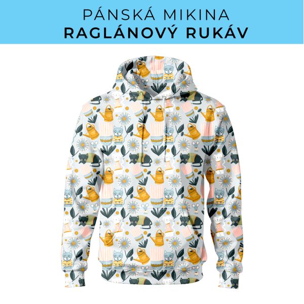 PÁNSKÝ střih - mikina raglan ZÁKLADNÍ s kapucí