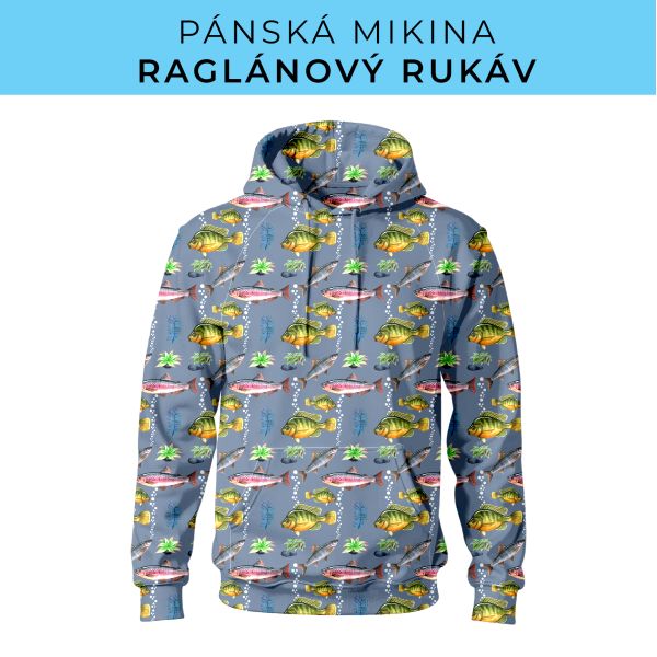 PÁNSKÝ střih - mikina raglan ZÁKLADNÍ s kapucí