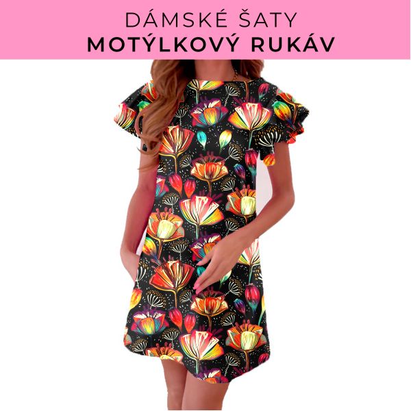 DÁMSKÝ střih - šaty s motýlkovým rukávem