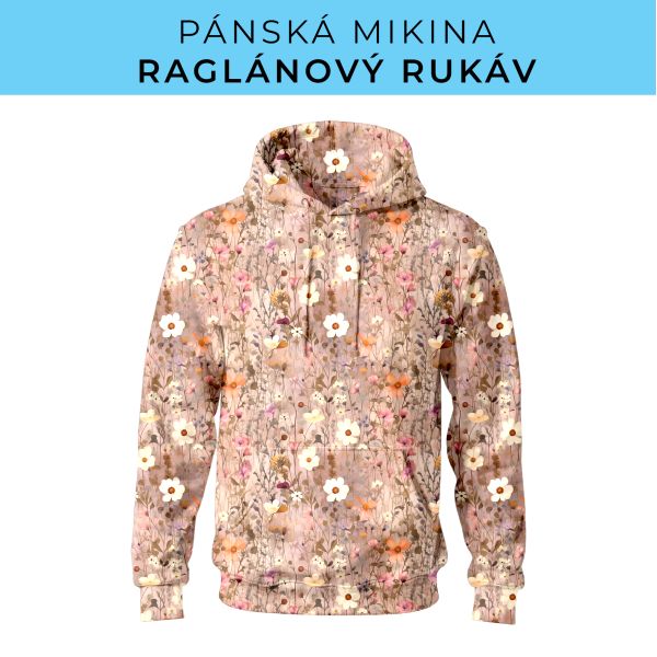 PÁNSKÝ střih - mikina raglan ZÁKLADNÍ s kapucí