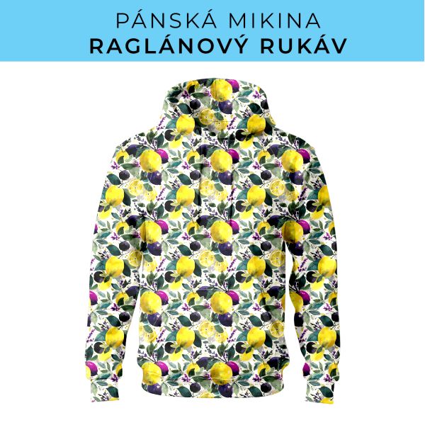 PÁNSKÝ střih - mikina raglan ZÁKLADNÍ s kapucí