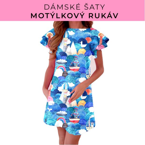 DÁMSKÝ střih - šaty s motýlkovým rukávem