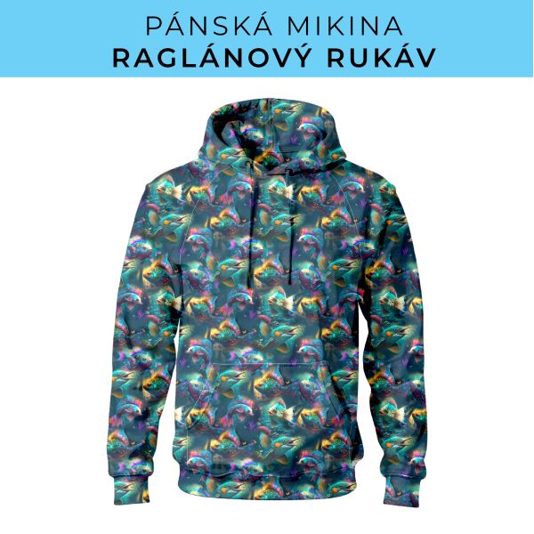PÁNSKÝ střih - mikina raglan ZÁKLADNÍ s kapucí