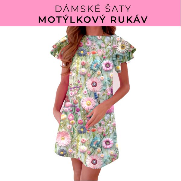 DÁMSKÝ střih - šaty s motýlkovým rukávem