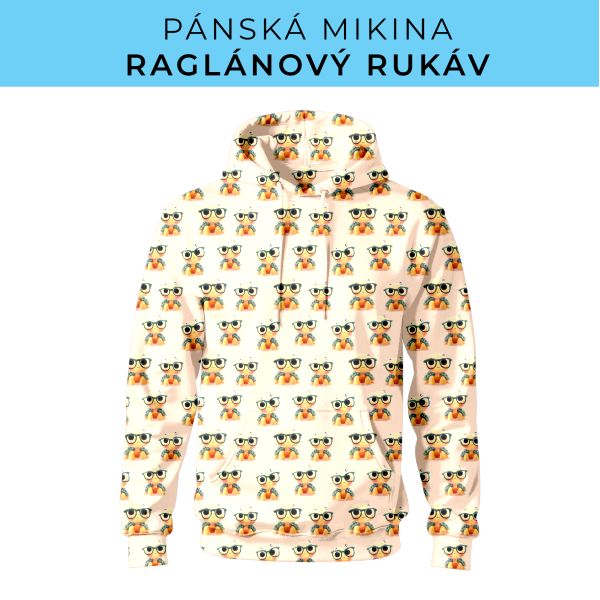 PÁNSKÝ střih - mikina raglan ZÁKLADNÍ s kapucí