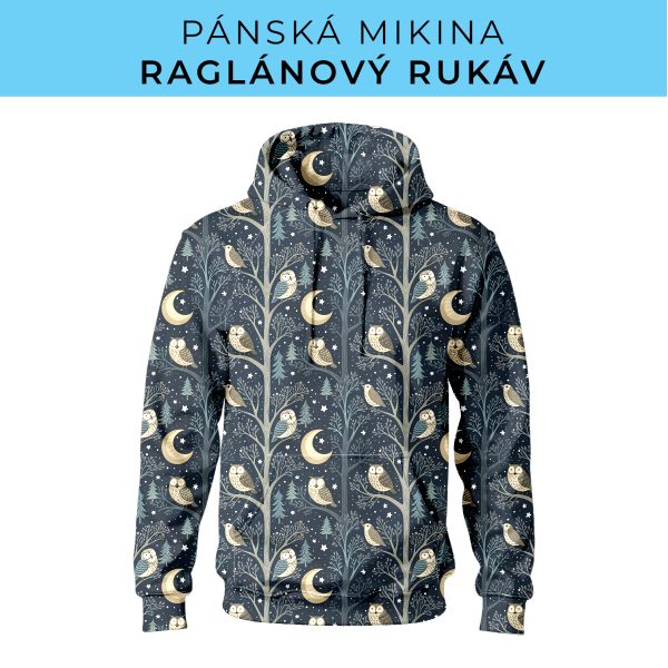 PÁNSKÝ střih - mikina raglan ZÁKLADNÍ s kapucí