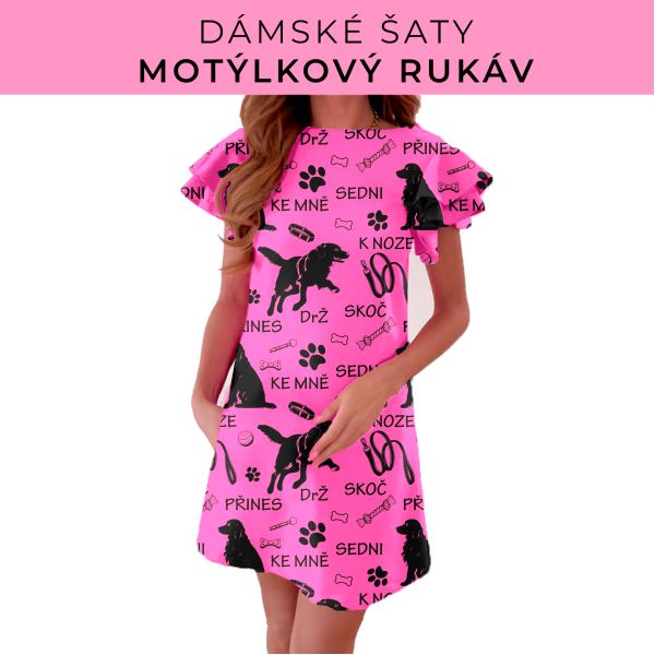 DÁMSKÝ střih - šaty s motýlkovým rukávem