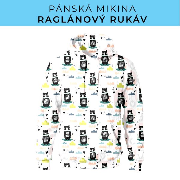 PÁNSKÝ střih - mikina raglan ZÁKLADNÍ s kapucí