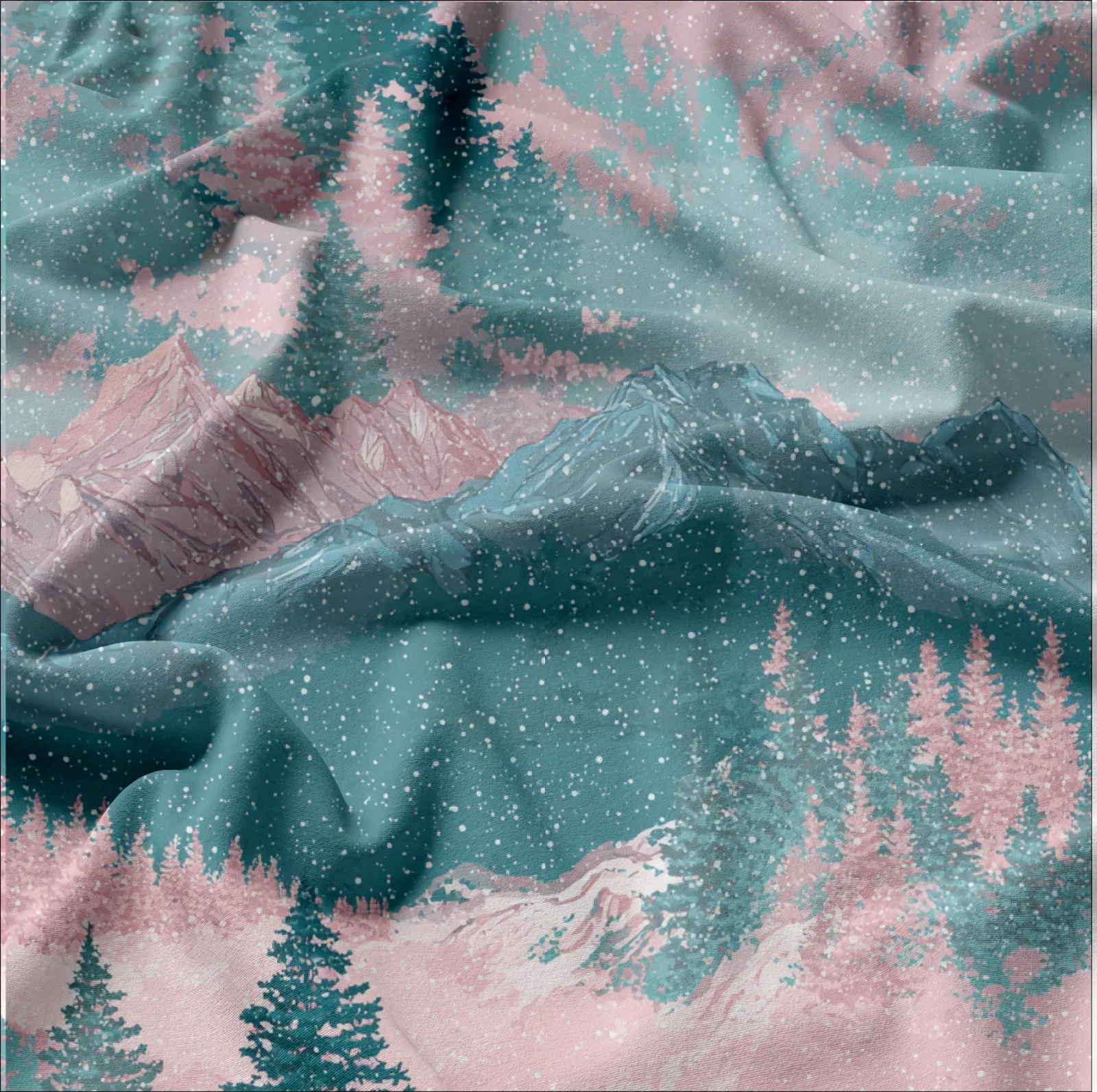 Zimní hory - vzor k tisku na úplet, teplákovinu, softshell a další mavaga design