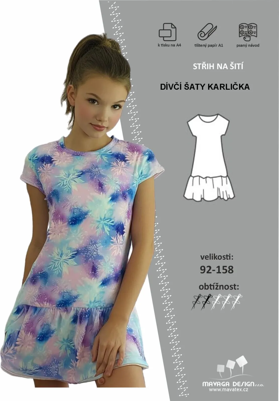Elektronický střih Dívčí šaty Karlička Mavatex