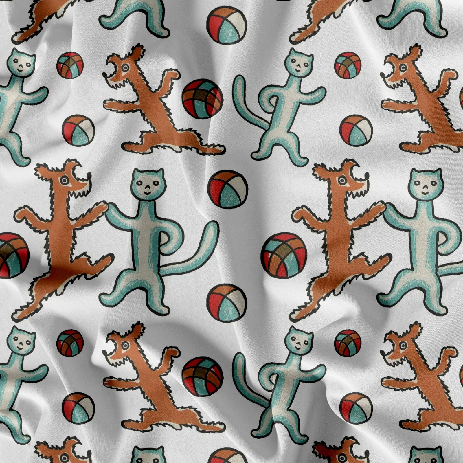 pejsek a kočička vzor k tisku - úplet, teplákovina, softshell a další... mavaga design