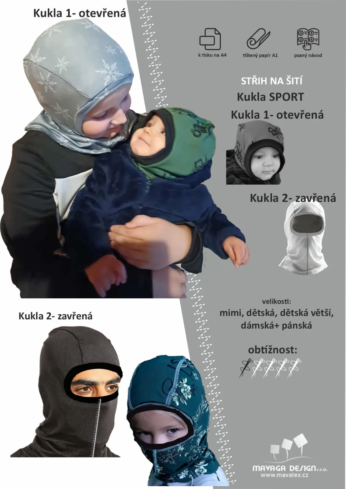 střih na šití - střih na kuklu Mavatex