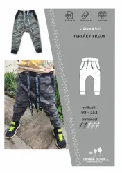 Střih na pohodlné dětské tepláky se sníženým sedem.
