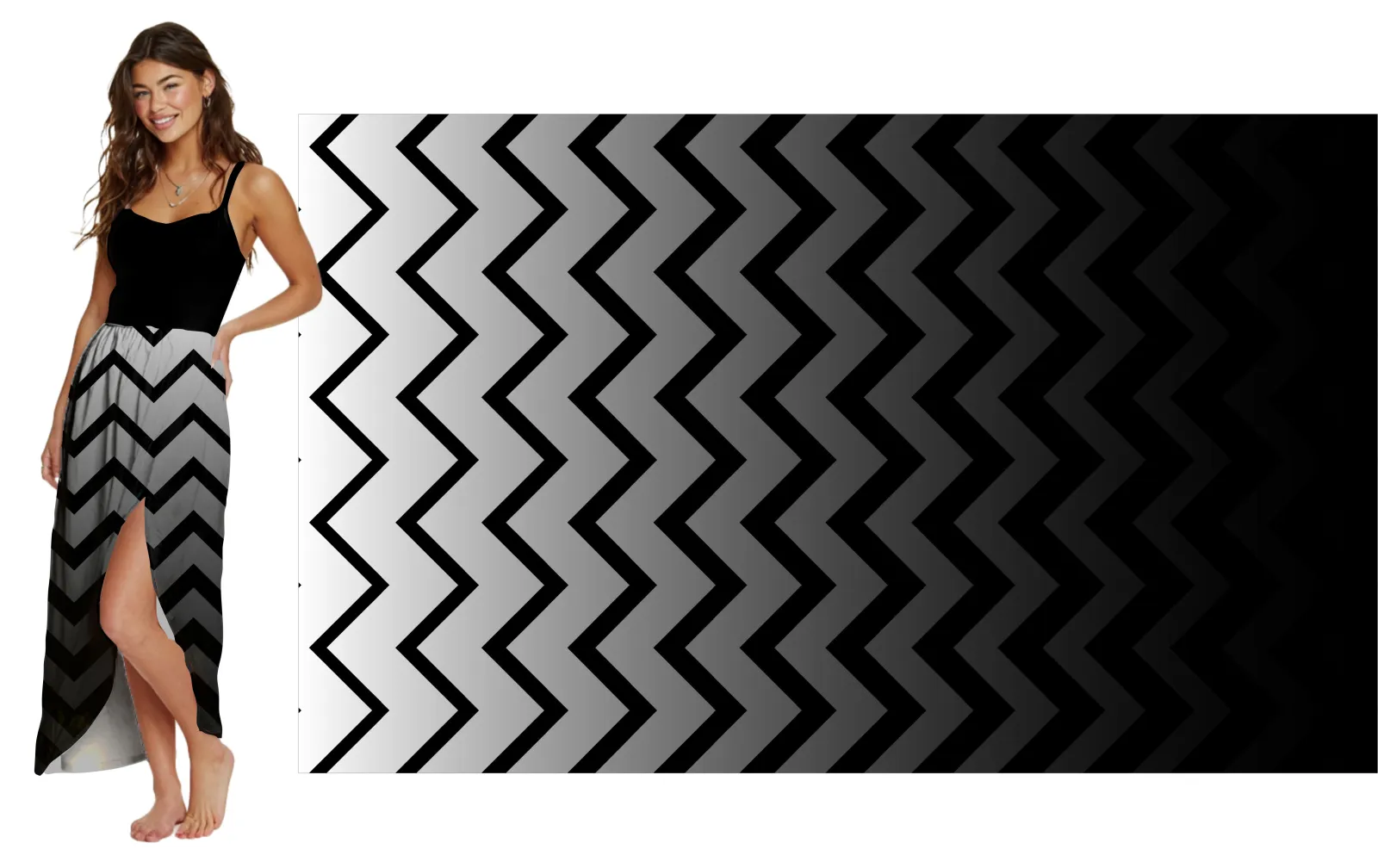 Ombré přechod se vzorem chevron - hnědá