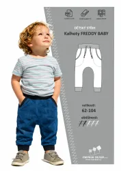 Střih na pohodlné dětské tepláky se sníženým sedem.
