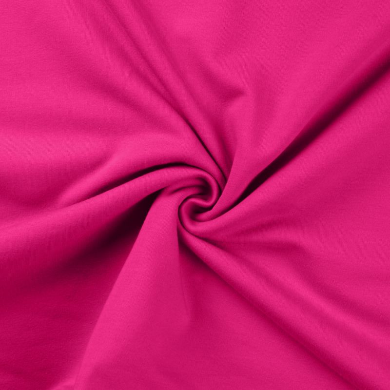 Teplákovina fuksie 250 g/m² – pružná bavlněná látka 95 % bavlna / 5 % elastan na mikiny, tepláky a dětské oblečení EU-úplety atest pro děti