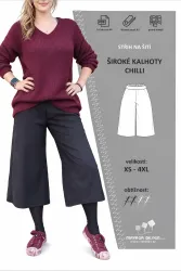 Elektronický střih - Dámské široké 3/4 kalhoty CHILLI