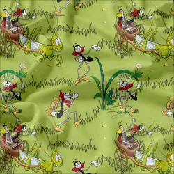 Ferda mravenec - licenční látka, vzor k tisku na úplet, teplákovinu, softshell a další...
