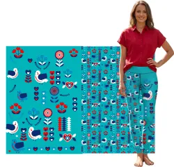 DVOJPANEL na LEGINY, šaty, triko -folklore tyrkys- materiálové varianty    | Bella -úplet, TORINO, FERRA úplet, Lycra, PUSH UP LYCRA/ plavkovina, Garzato, Termo lycra počesaná, Dolomity, Softshell zimní, Softshell jarní, Kočárkovina, Silky, Venezie úplet, Milky