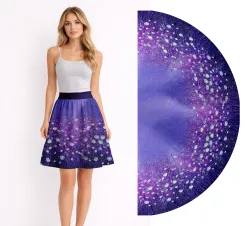 Panel na ušití půlkolové sukně s květinovým vzorem | Bela- polyesterý úplet, TORINO 140 gsm -funkční úplet, Funkční úplet MILKY, LYCRA 200, SILKY, Satén- úplet -lesklá šatovka