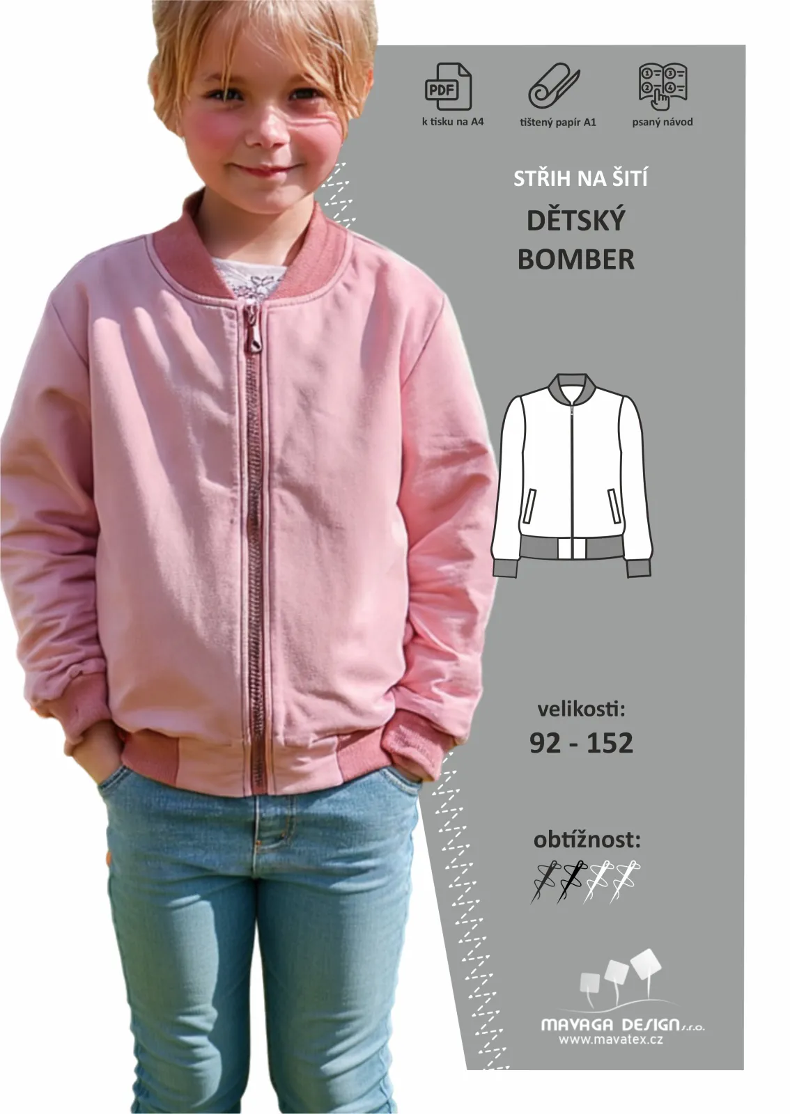 Papírový střih na šití - dětský bomber