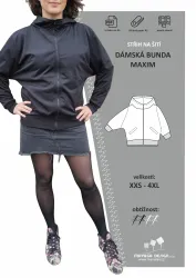 Papírový střih na dámskou bundu s netopýřím rukávem