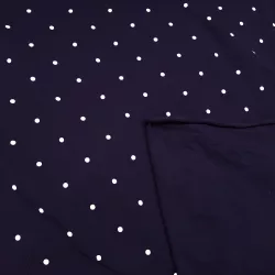 Jednolícní úplet tmavě modrý s bílými puntíky