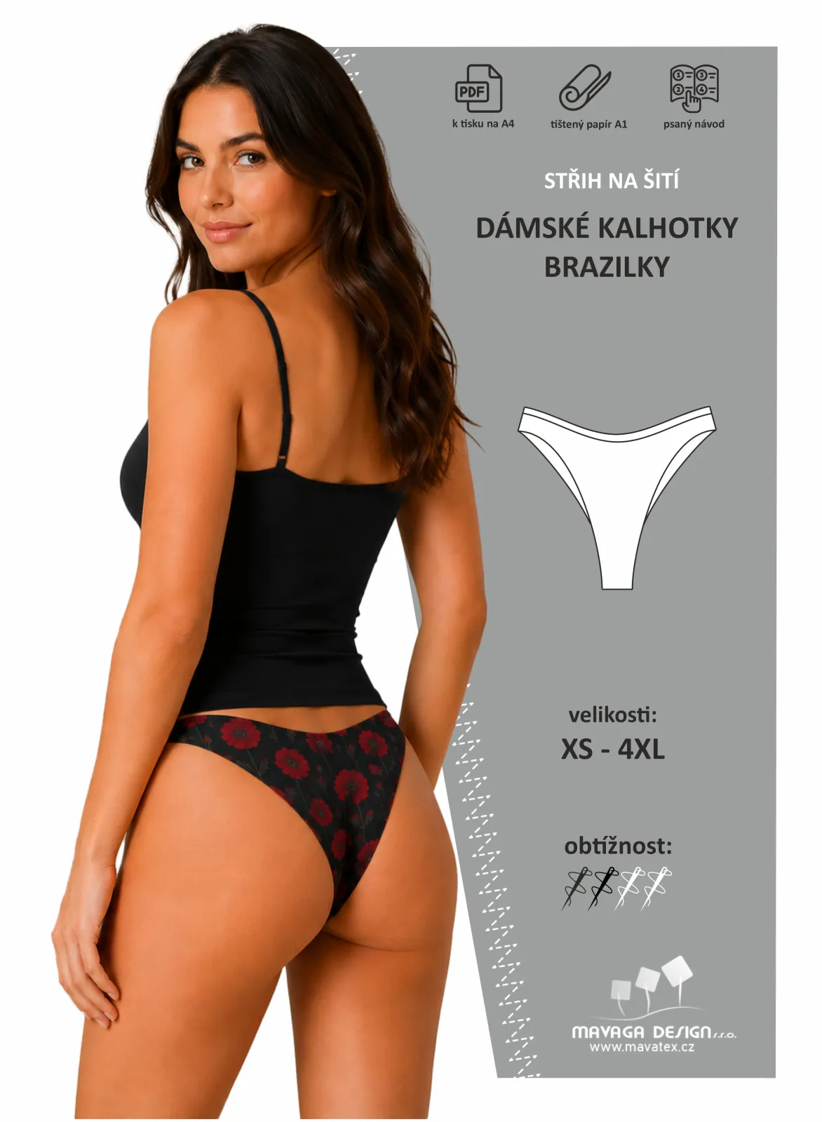 střih na šití dámksé kalhotky brazilky
